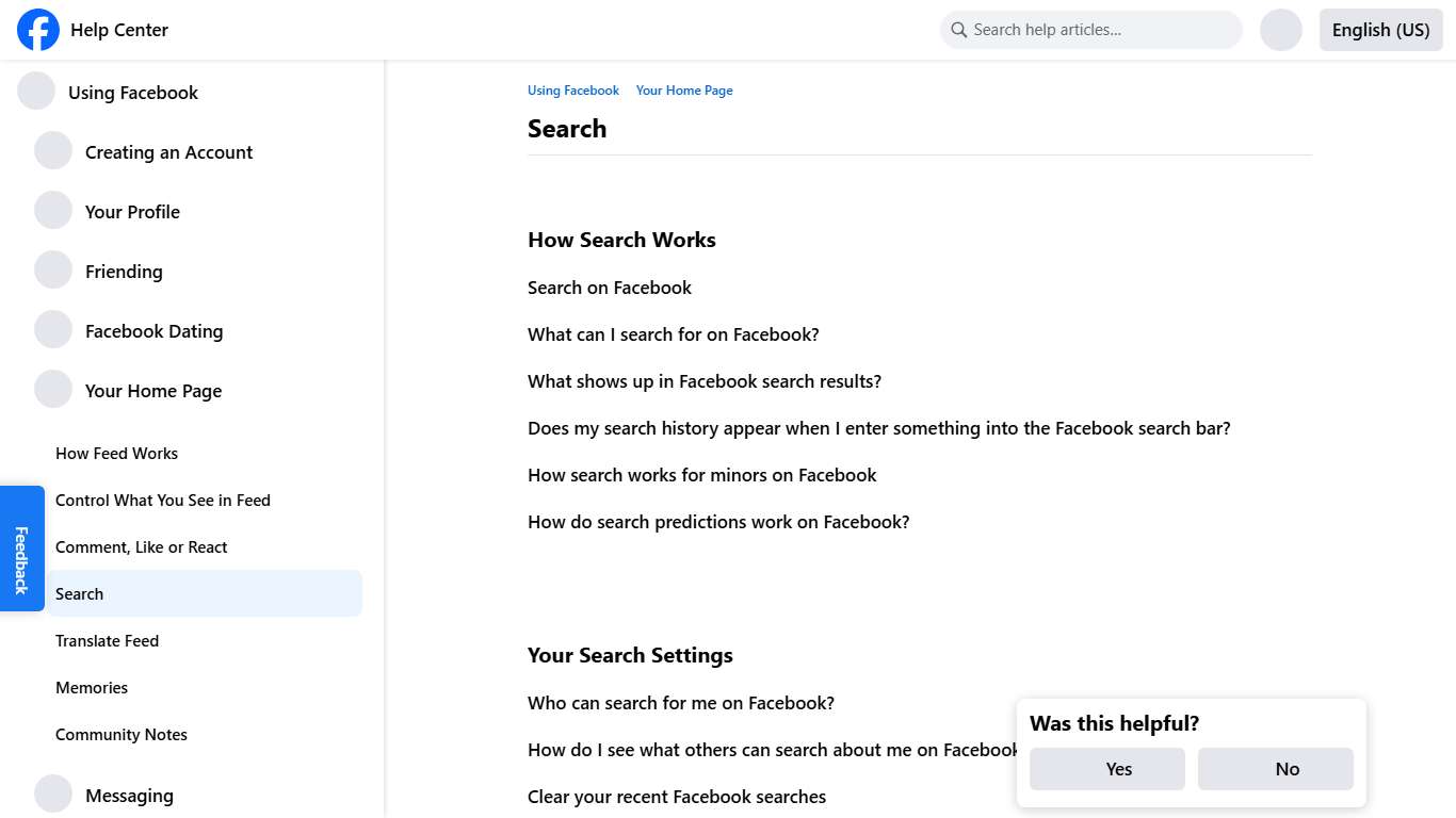 Search | Facebook Help Center